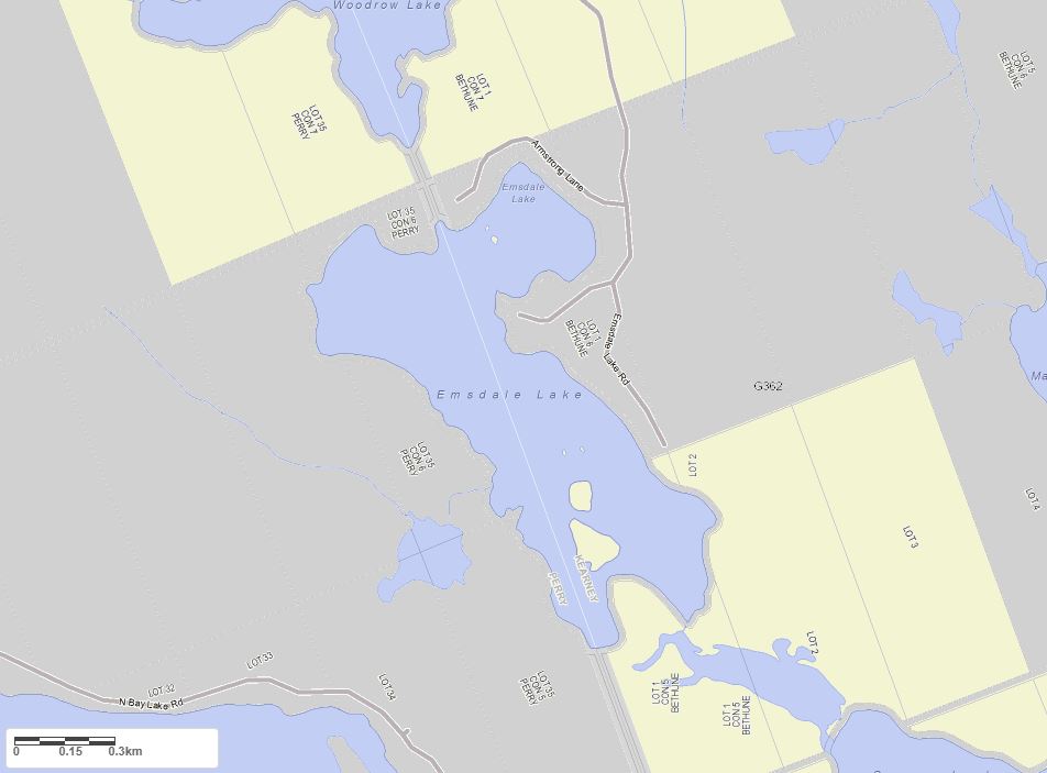 Crown Land Map of Emsdale Lake in Municipality of Kearney and the District of Parry Sound